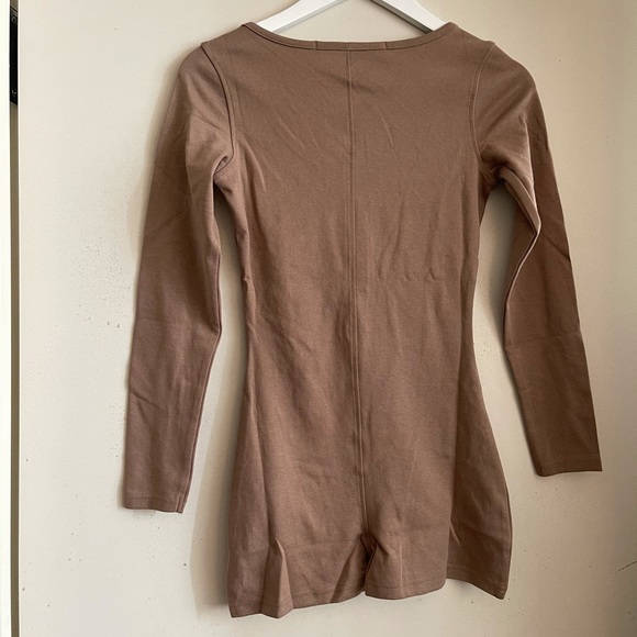 Playboy Brown Logo Button Front Romper - Picture 7 of 7